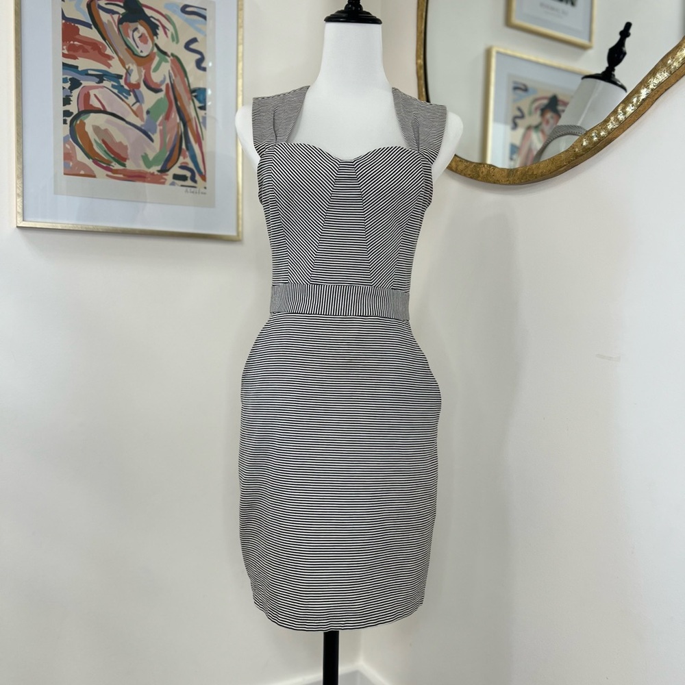 Striped Sheath Dress, Sweetheart Neckline